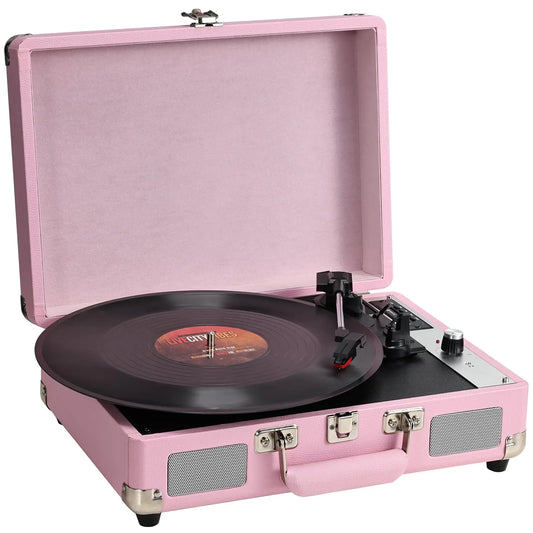 Pink Vinyl Record Player Portable Suitcase